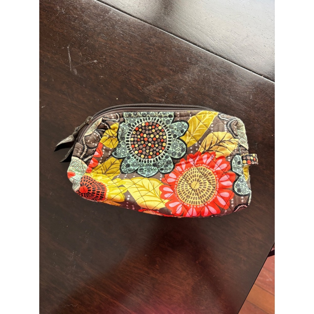 Vera Bradley Sun Valley Floral Quilted Cotton Small Cosmetic Makeup Bag Pouch